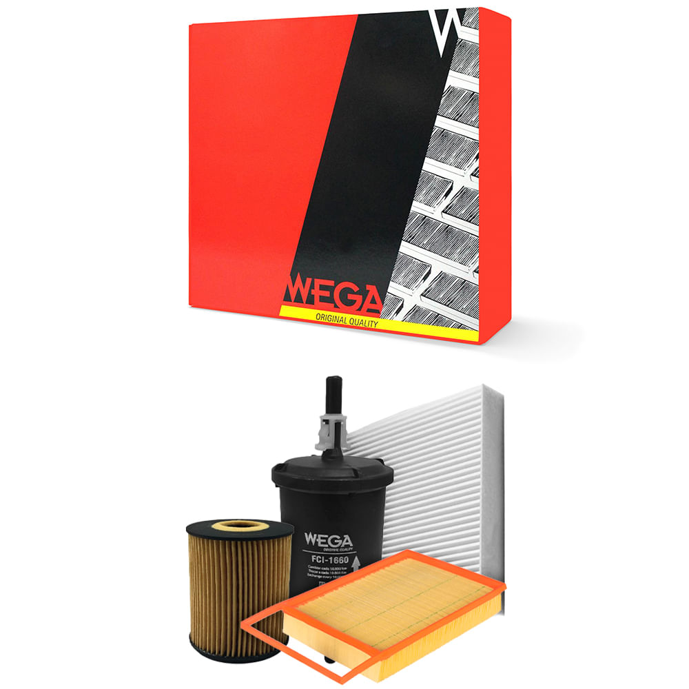 Encontraproduto.com.br - Kit de Filtros Wega  Fiat Grand Siena Novo Palio Strada - Motor 1.6 16v 2012 Até 2017
