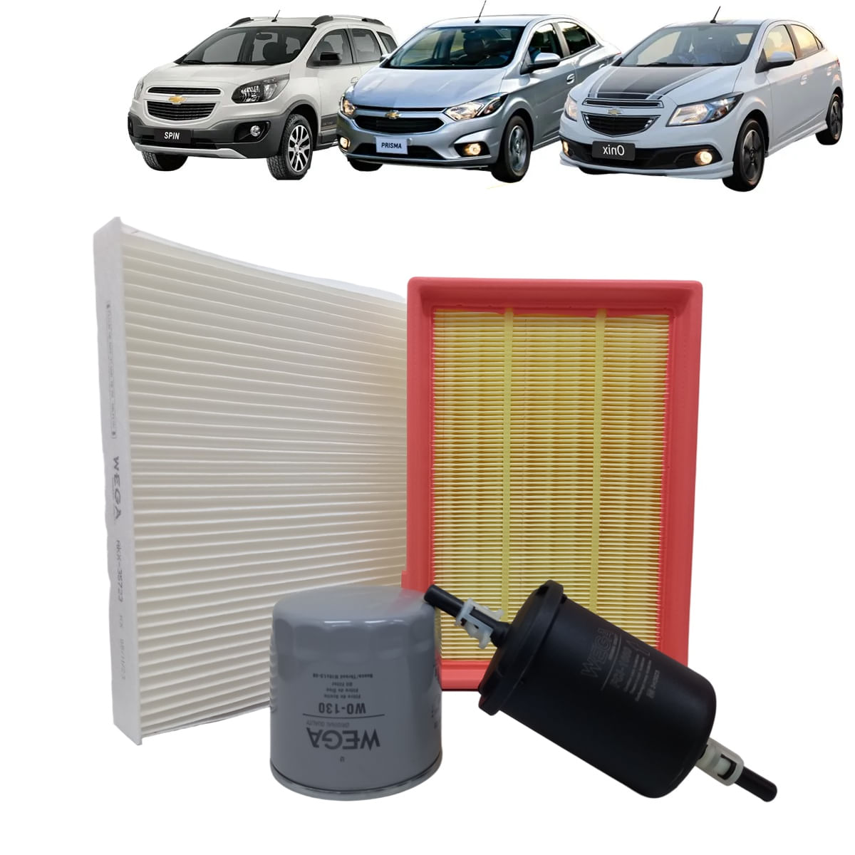 Kit de Filtros Wega Chevrolet Spin Cobalt Onix Prisma 2012 até  2020