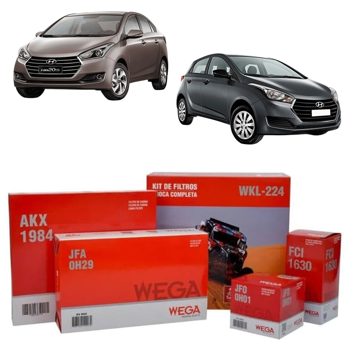 Encontraproduto.com.br - Kit de Filtros Wega  Hyundai HB20 1.6 16v 4c 2012 Até 2019