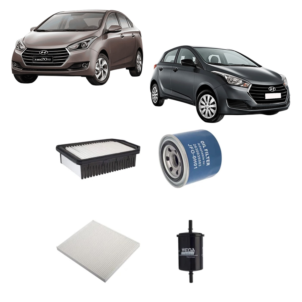 Encontraproduto.com.br - Kit de Filtros Wega  Hyundai HB20 1.6 16v 4c 2012 Até 2019