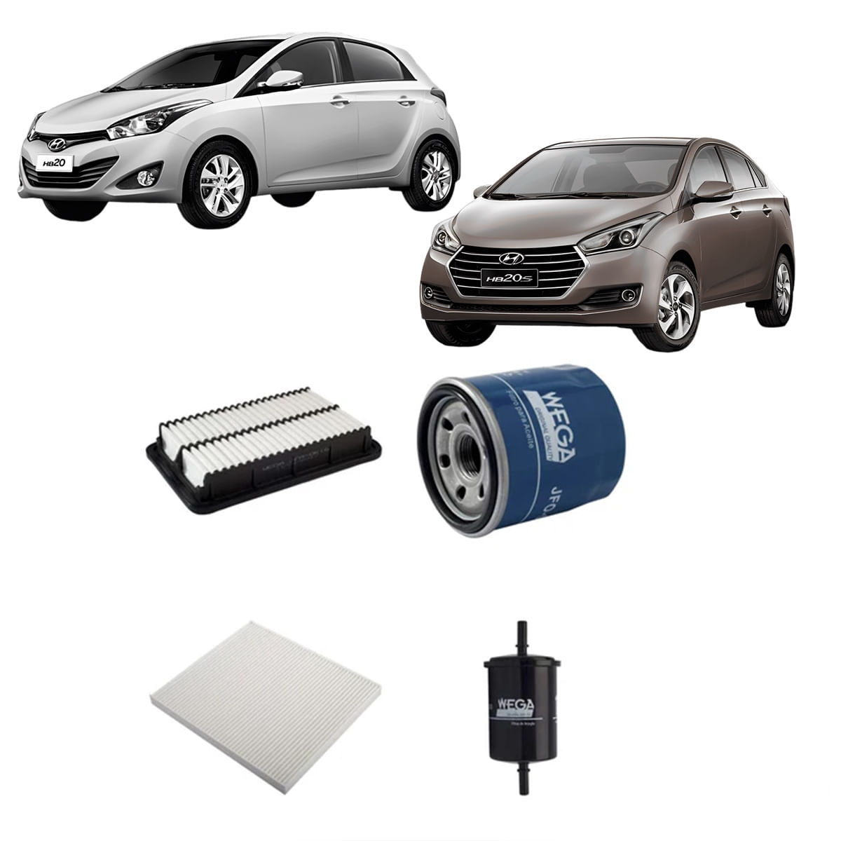 Encontraproduto.com.br - Kit de Filtros Wega  Hyundai HB20 1.0 12v 3c 2012 Até 2024