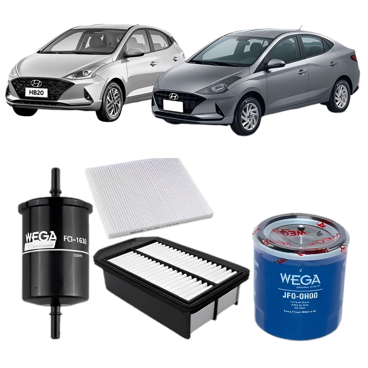 Encontraproduto.com.br - Kit de Filtros Wega  Hyundai HB20 1.0 12v 3c Flex Turbo 2019 Até 2024