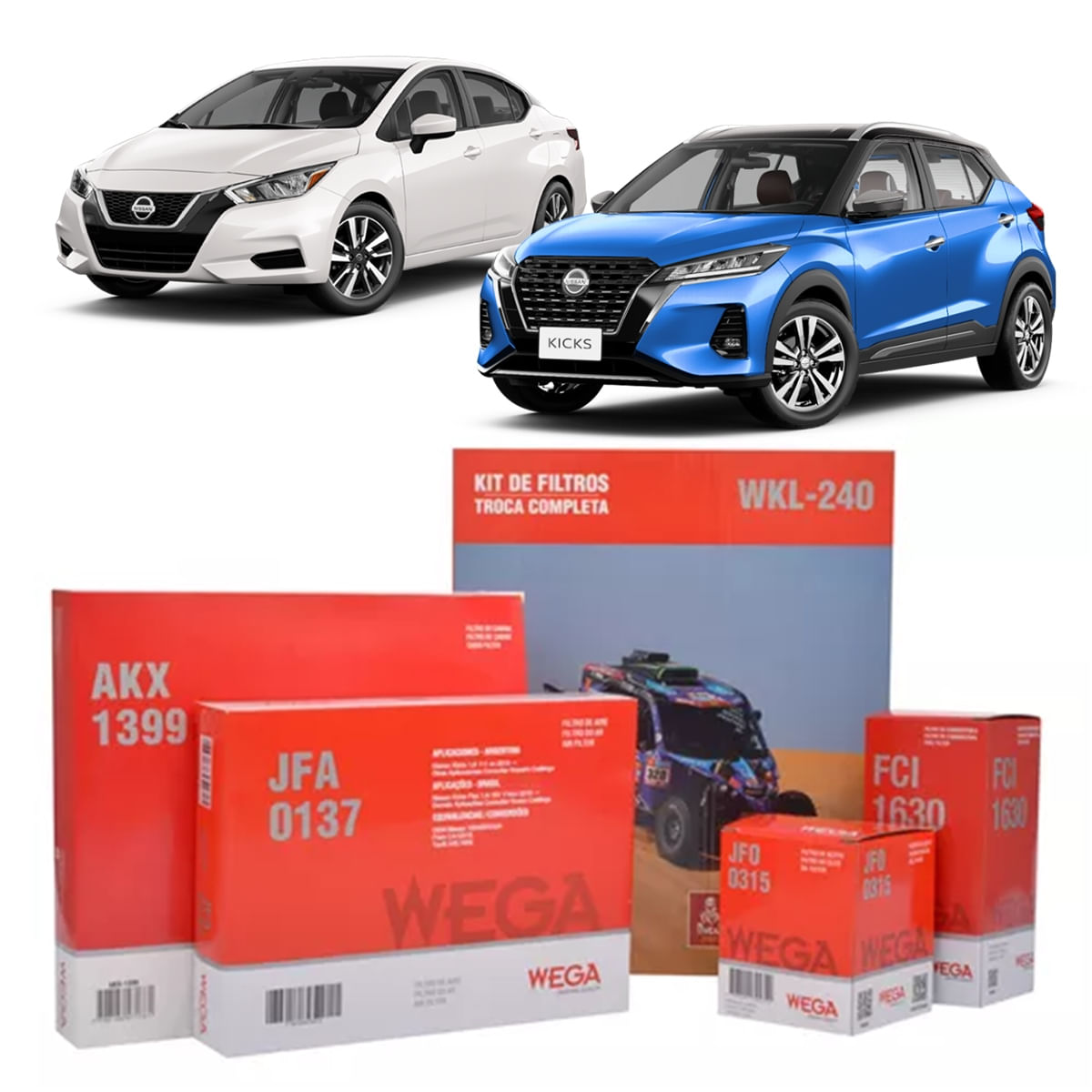 Encontraproduto.com.br - Kit de Filtros Wega  Hyundai Versa 1.6 16v 2021 em diante Kicks 2016 Até 2024