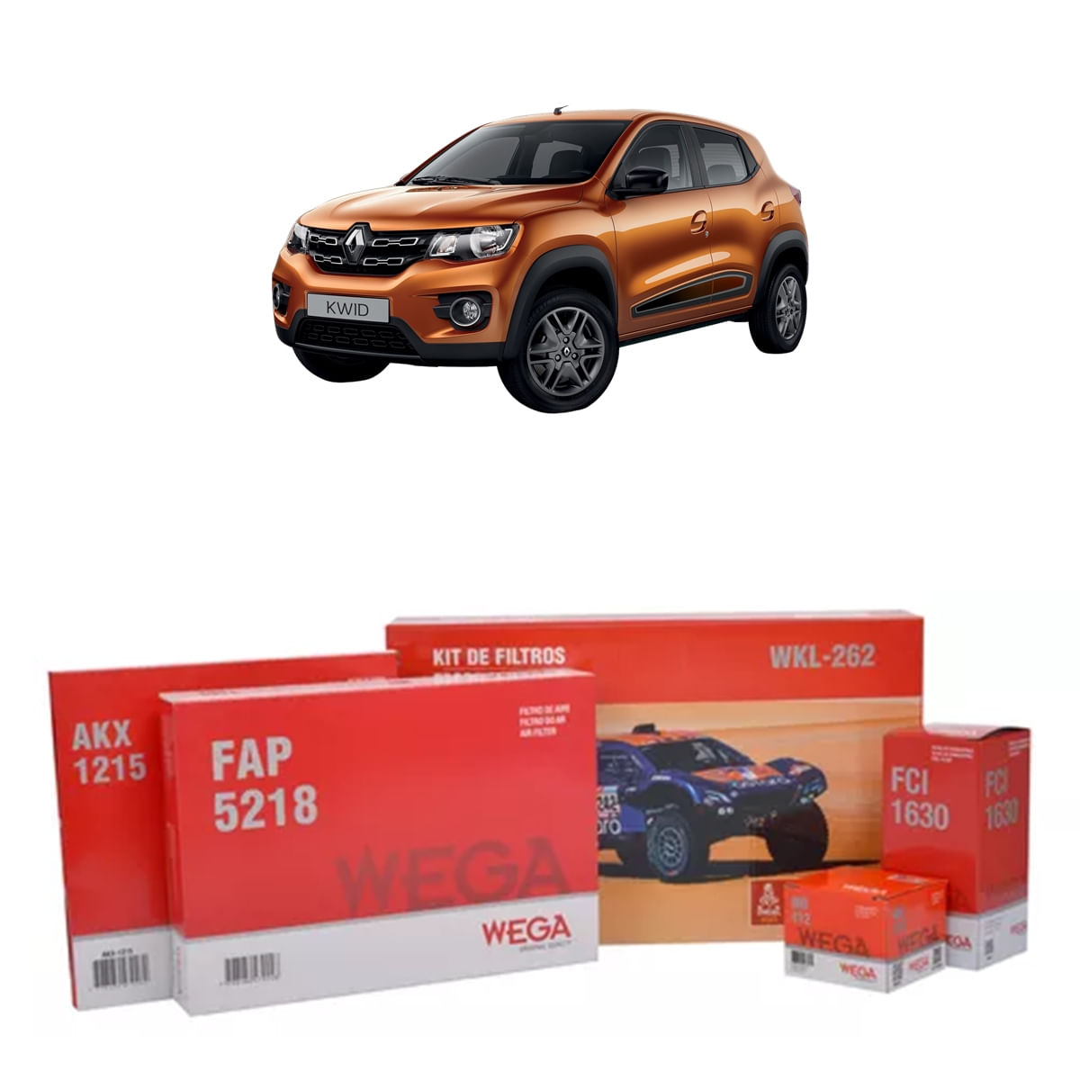 Encontraproduto.com.br - Kit de Filtros Wega  Renault Kwid 1.0 12v 3c 2017 Até 2024