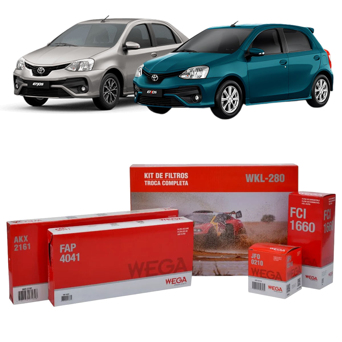 Encontraproduto.com.br - Kit de Filtros Wega  Toyota Etios 1.3 e 1.5 16v Flex 2017 Até 2021