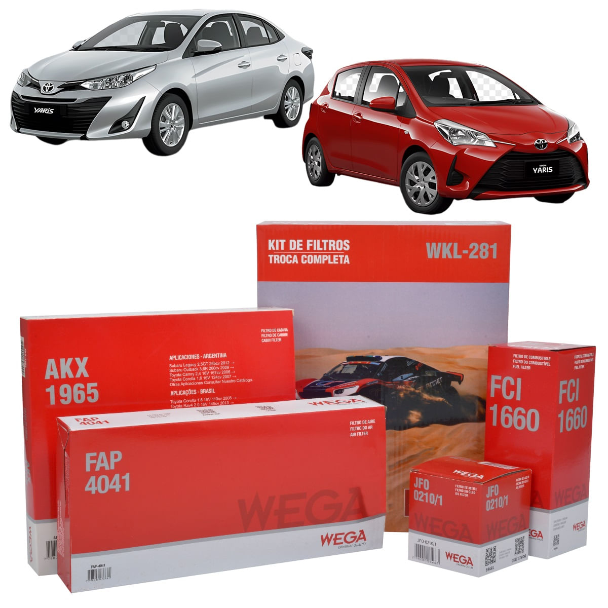 Encontraproduto.com.br - Kit de Filtros Wega  Toyota Yaris 1.3 e 1.5 16v Flex 2018 Até 2024