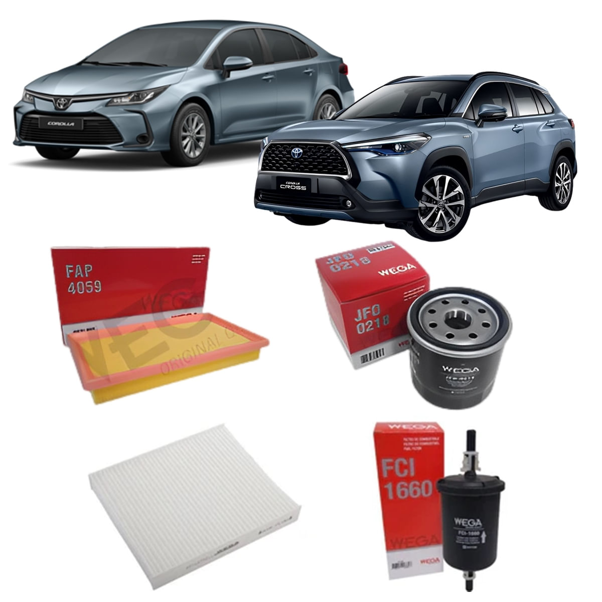 Encontraproduto.com.br - Kit de Filtros Wega  Toyota Corolla 2.0 16V Flex  2019 em diante e Corolla Cross 2.0 16v 2021 em diante