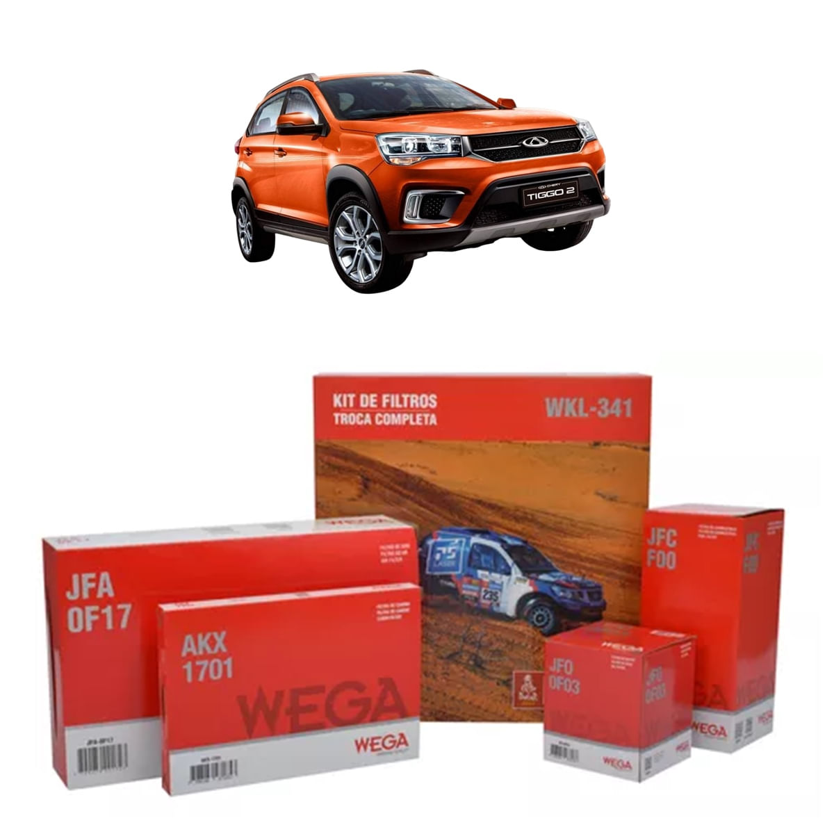 Encontraproduto.com.br - Kit de Filtros Wega  Chery Tiggo 2 1.5 16v Flex 2018 em diante