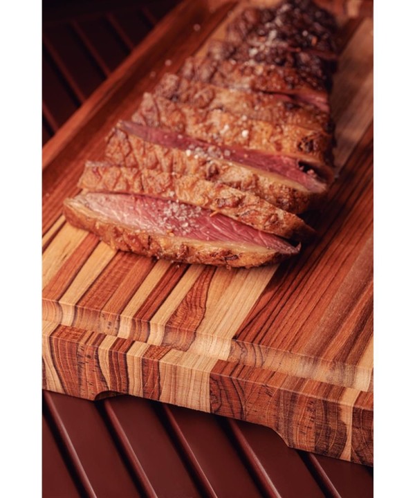 Encontraproduto.com.br - Tábua Tramontina Madeira Teca Fsc C/ Canaleta Churrasco 40cm Cor Marrom Lisa