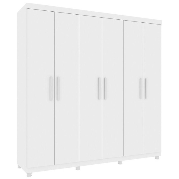 Encontraproduto.com.br - Guarda-roupa Com Pés Casal Olimpo 6 Portas 3 Gavetas Neve - Tcil Móveis