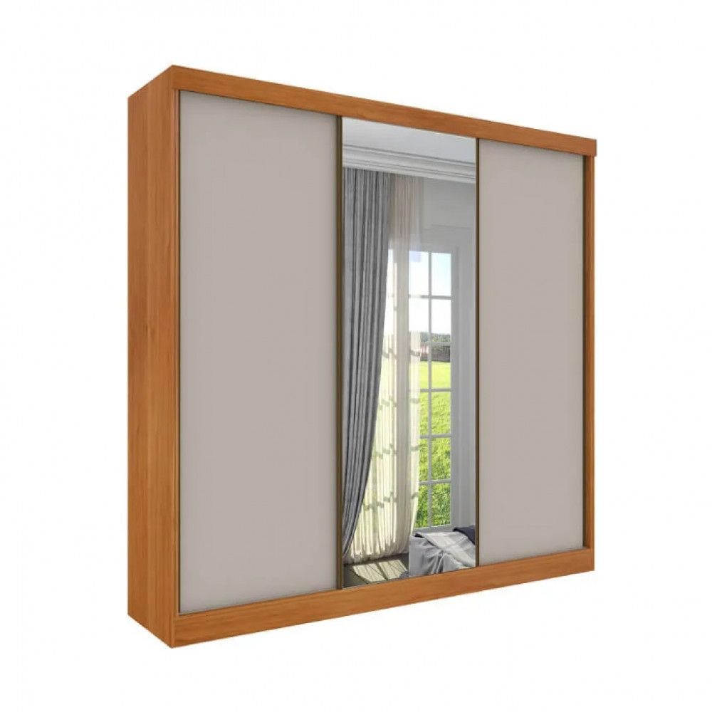 Encontraproduto.com.br - Guarda Roupa Dacar Casal 3 Portas Correr 1 Com Espelho Tcil Cor:Cinamomo
