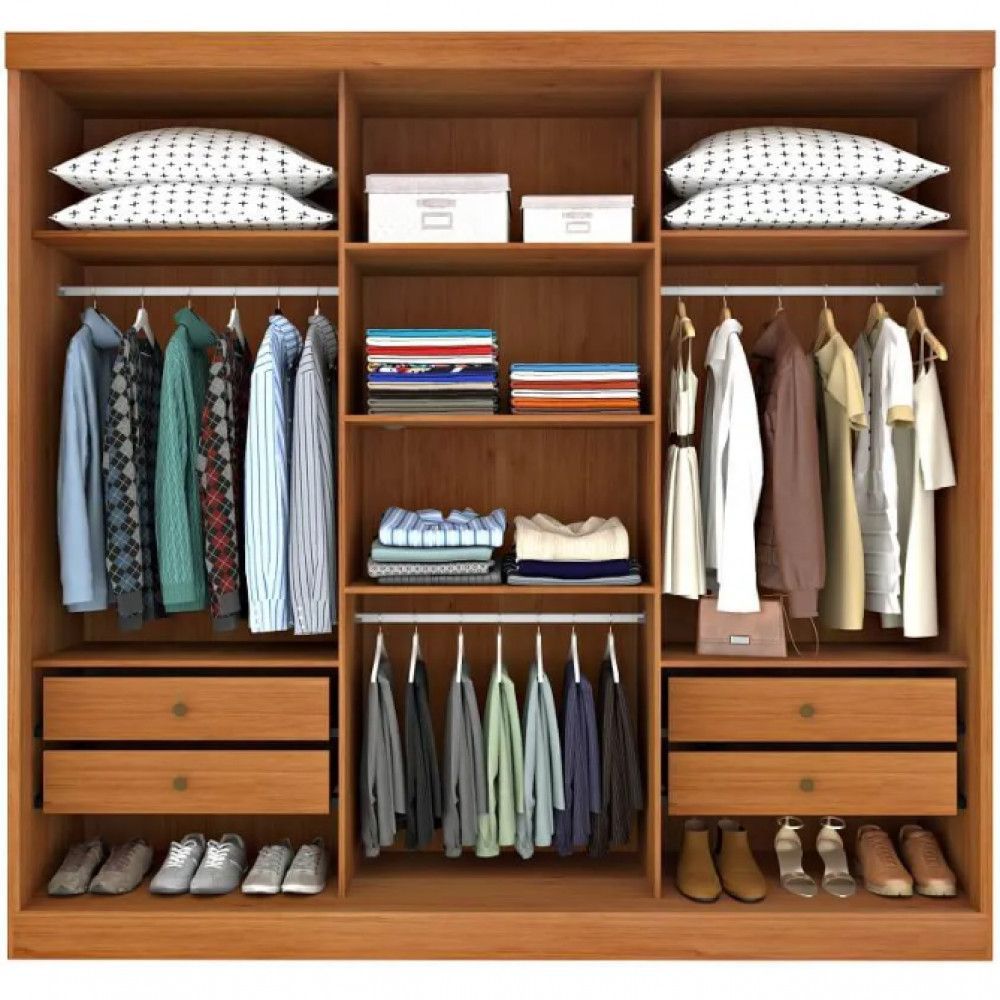 Encontraproduto.com.br - Guarda Roupa Dacar Casal 3 Portas Correr 1 Com Espelho Tcil Cor:Cinamomo