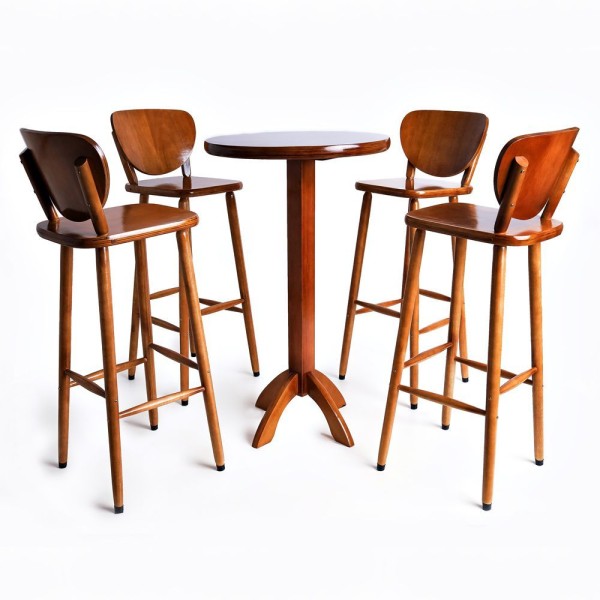 Conjunto Bistrô Mesa Red Alta 4 Banq Mad Imbuia - Vivaligna