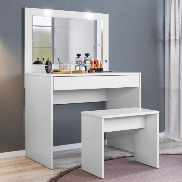 Penteadeira Camarim Cooper Branco Com Banqueta