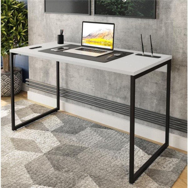 Encontraproduto.com.br - Conjunto Escritório Mesa E Gaveteiro Woz Branco Preto