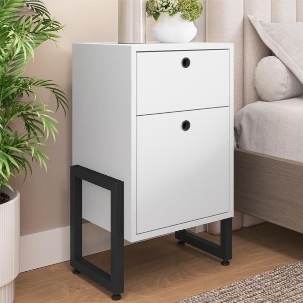 Encontraproduto.com.br - Conjunto Escritório Mesa E Gaveteiro Woz Branco Preto