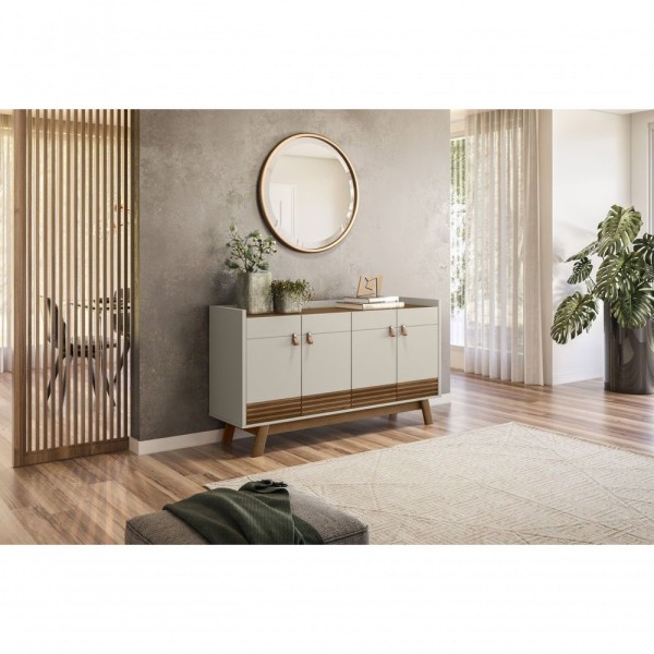 Encontraproduto.com.br - Jogo De Buffet 1.6 Com Cristaleira Ripada Freijo Off White