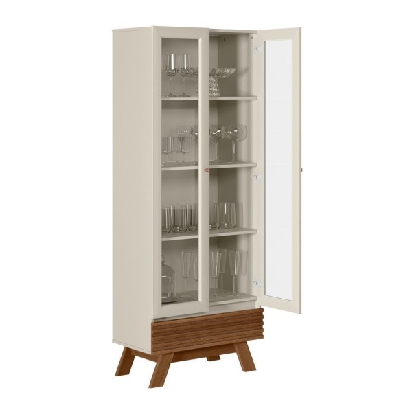 Encontraproduto.com.br - Jogo De Buffet 1.6 Com Cristaleira Ripada Freijo Off White