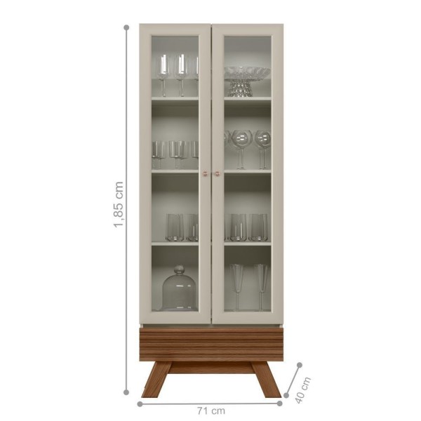 Encontraproduto.com.br - Jogo De Buffet 1.6 Com Cristaleira Ripada Freijo Off White