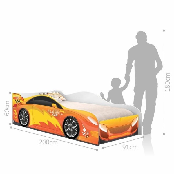 Encontraproduto.com.br - Cama Carro Menino Laranja Solteiro Com Colchão
