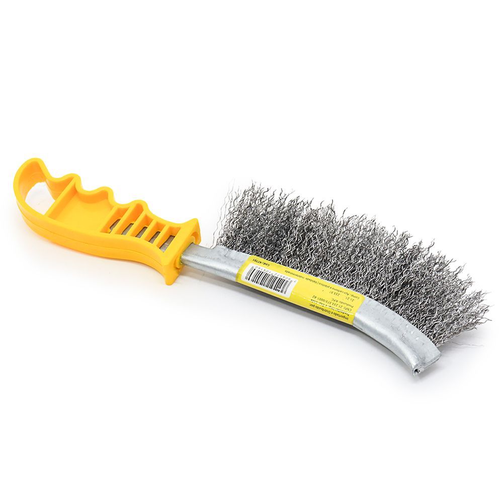 Encontraproduto.com.br - Escova Aço Latonado Limpeza Pesada Cabo Plástico Churrasqueira Tradestar