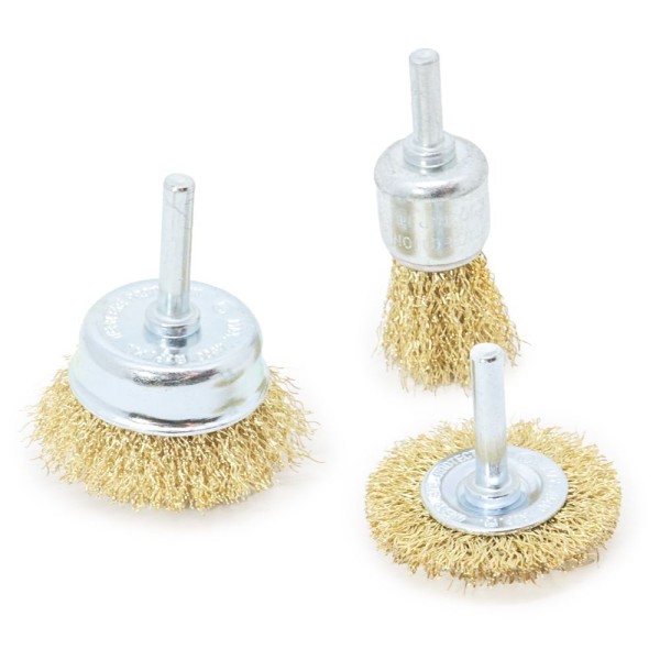 Encontraproduto.com.br - Jogo Escova Aço 3 Pç Circular Copo E Pincel P- Furadeira