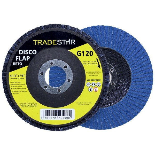 Disco De Lixa Flap Reto 4.1/2 Grão 120 P/ Lixadeira 01 Un