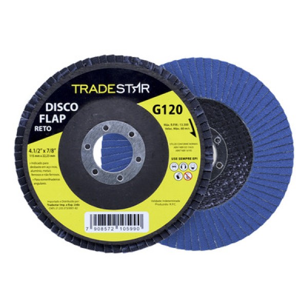 Encontraproduto.com.br - Disco De Lixa Flap Reto 4.1/2 Grão 120 P/ Lixadeira 01 Un