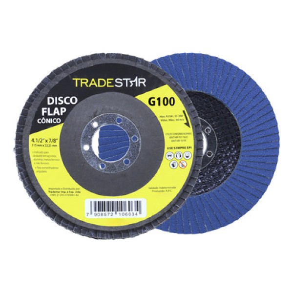 Disco De Lixa Flap 4.1/2 Grão 100 P/ Lixadeira 01 Un