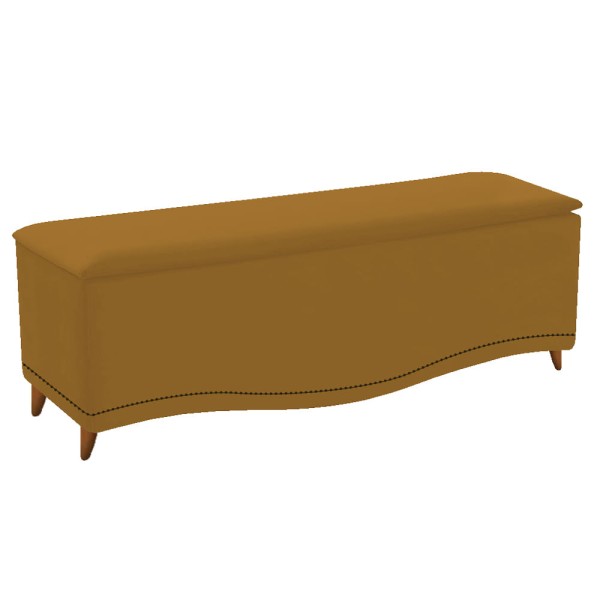 Calçadeira Estofada Yasmim 195 cm King Size Suede Mostarda - ADJ Decor
