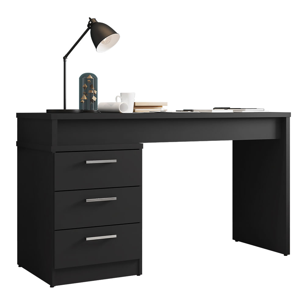 Mesa Para Escritório Soly L01 Preto Velluto - ADJ DECOR