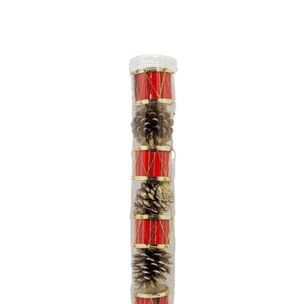 Enfeite de Natal P/ Pendurar Pinha e Tambor 6CM 8UN - RIO MASTER