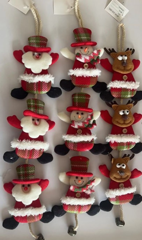 Enfeite de Natal P/ Pendurar 3 Bonecos 18X68CM - RIO MASTER