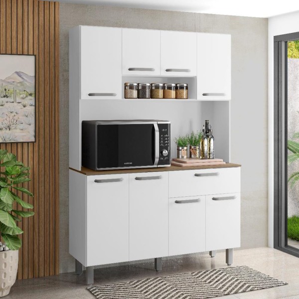 Kit Cozinha 8 Portas 1 Gaveta Aracaju Branco