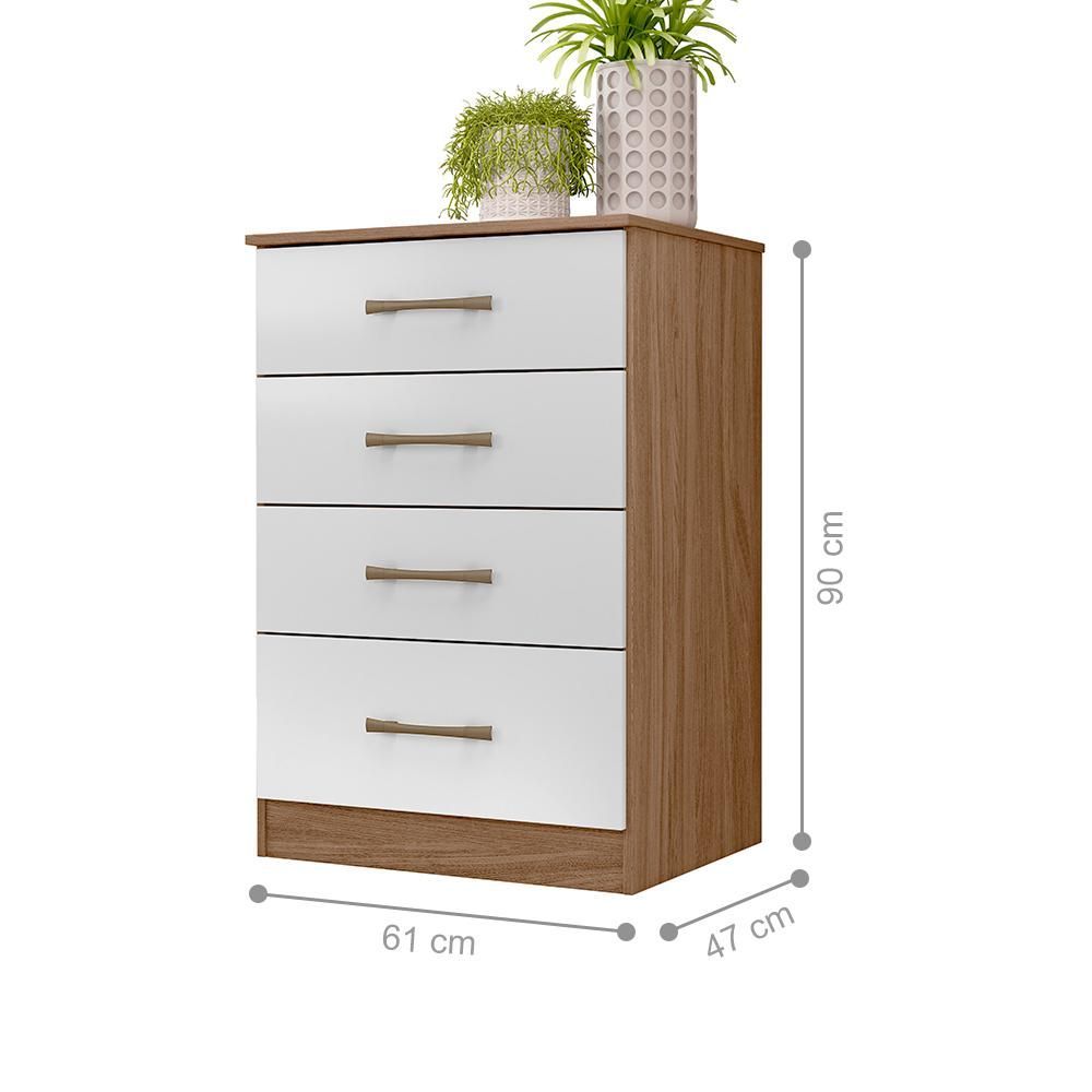 Encontraproduto.com.br - Jogo Gaveteiro E Roupeiro Guilin Com Espelho Naturale Branco