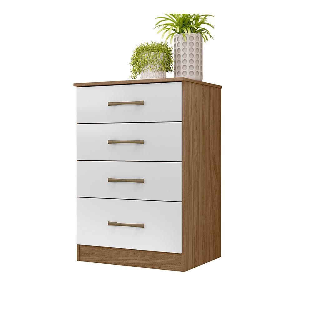 Encontraproduto.com.br - Jogo Gaveteiro E Roupeiro Guilin Com Espelho Naturale Branco