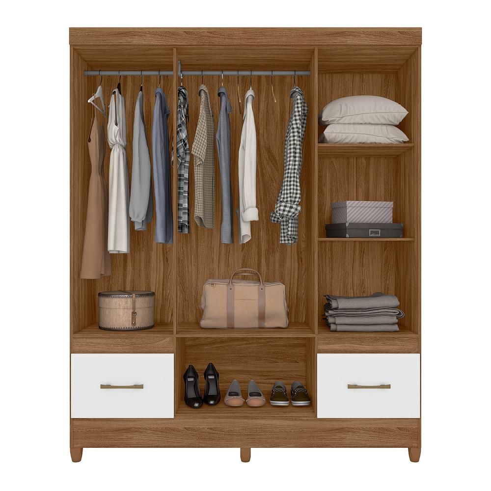 Encontraproduto.com.br - Jogo Gaveteiro E Roupeiro Guilin Com Espelho Naturale Branco