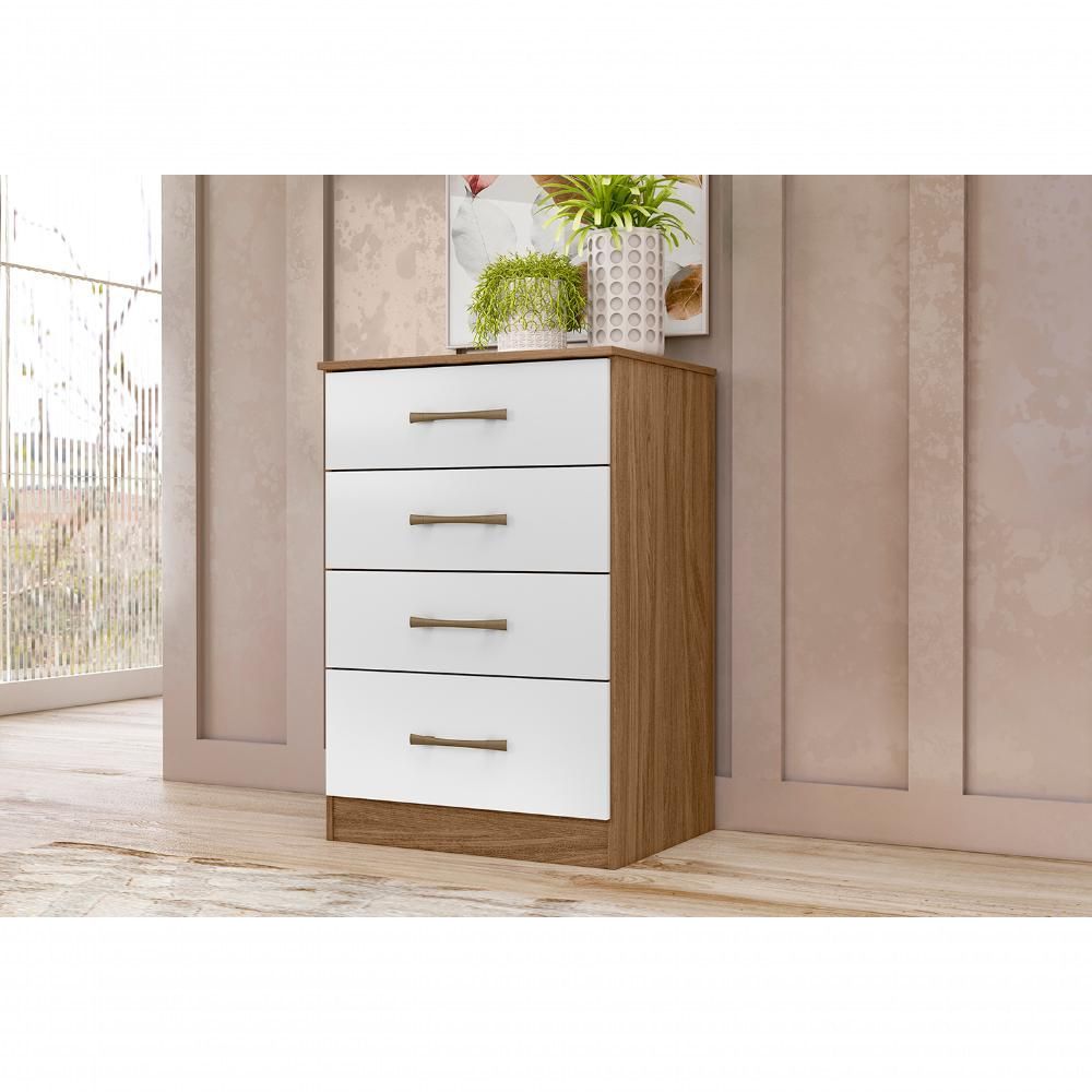 Encontraproduto.com.br - Jogo Gaveteiro E Roupeiro Guilin Com Espelho Naturale Branco