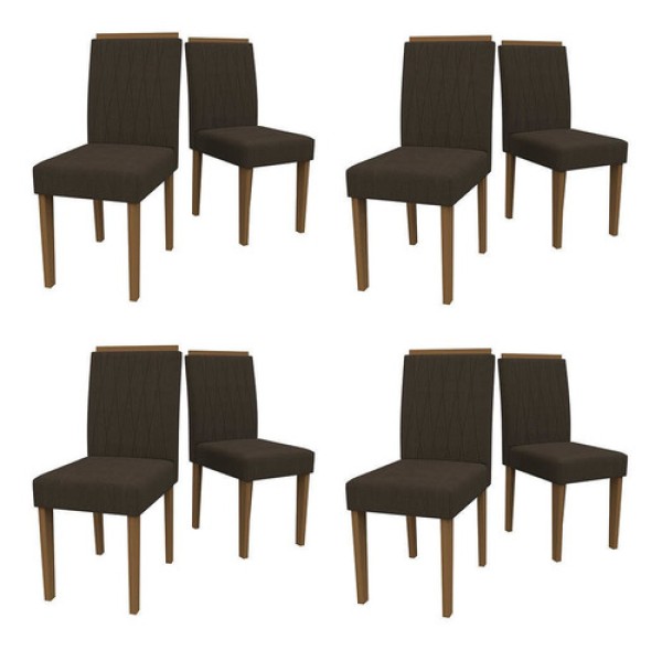 Encontraproduto.com.br - Kit 08 Cadeiras De Jantar Analu Veludo Café Lo02 - Drossi