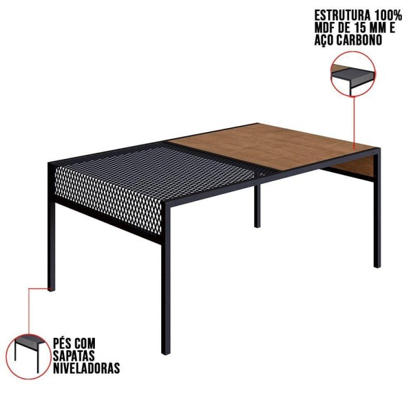 Encontraproduto.com.br - Mesa De Centro New Vermont E Preto 80 Cm - Drossi