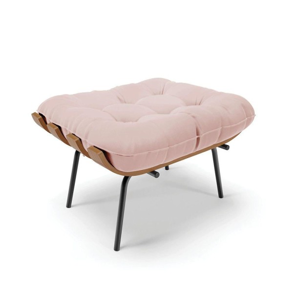 Puff Costela Veludo Base Metálica Preto - DRossi Cor Rose