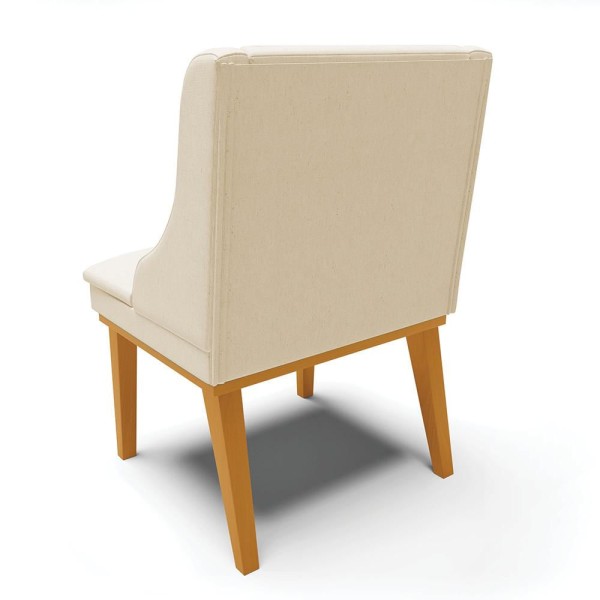 Encontraproduto.com.br - Kit 10 Cadeiras De Jantar Linho Areia Base Madeira Castanho