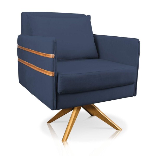 Poltrona Giratória Mari Suede Azul Marinho