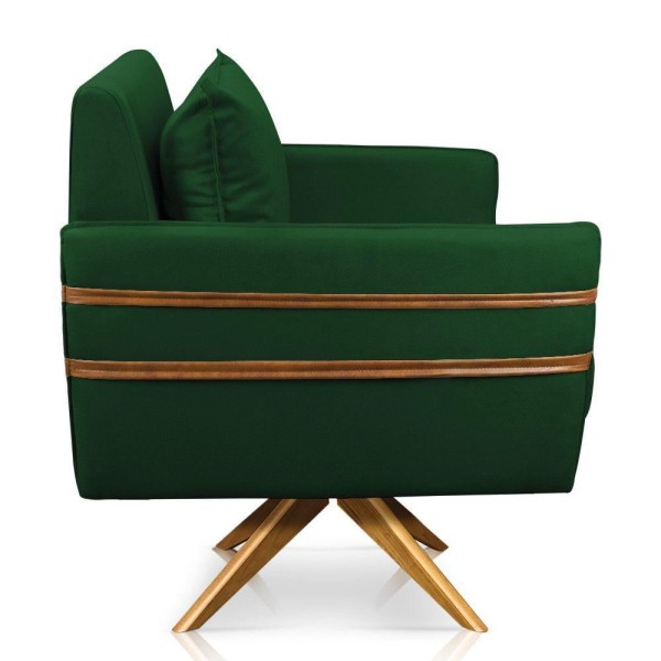 Encontraproduto.com.br - Poltrona Giratória Mari Suede Base De Madeira Ma30 Verde