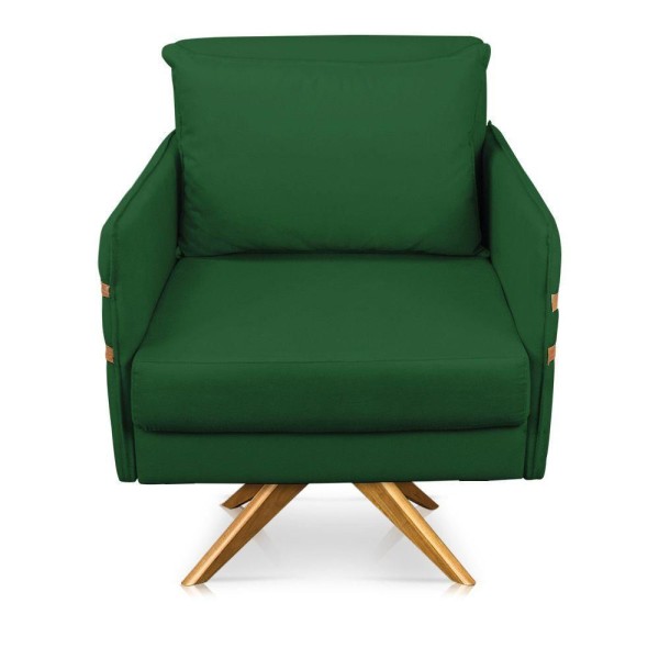 Encontraproduto.com.br - Poltrona Giratória Mari Suede Base De Madeira Ma30 Verde
