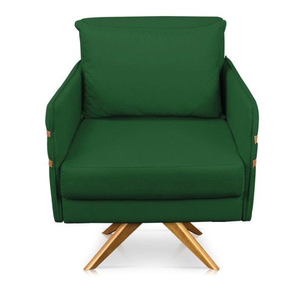 Encontraproduto.com.br - Poltrona Giratória Mari Suede Base De Madeira Ma30 Verde