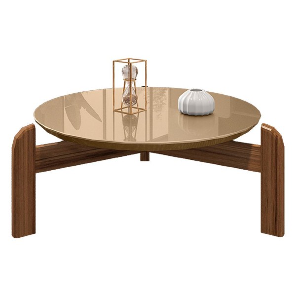 Encontraproduto.com.br - Mesa De Centro Redonda Akemi Champagne E Cedro - DRossi