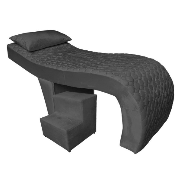 Encontraproduto.com.br - Maca Estética Ergonômica Matelassê 0,70m Isabella Com Escada Veludo Grafite - Pallazio
