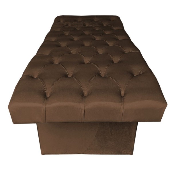 Encontraproduto.com.br - Kit Maca Reta Capitonê 0,80m Sophia Com Mocho Base Giratória E Escada Veludo Marrom - Pallazio