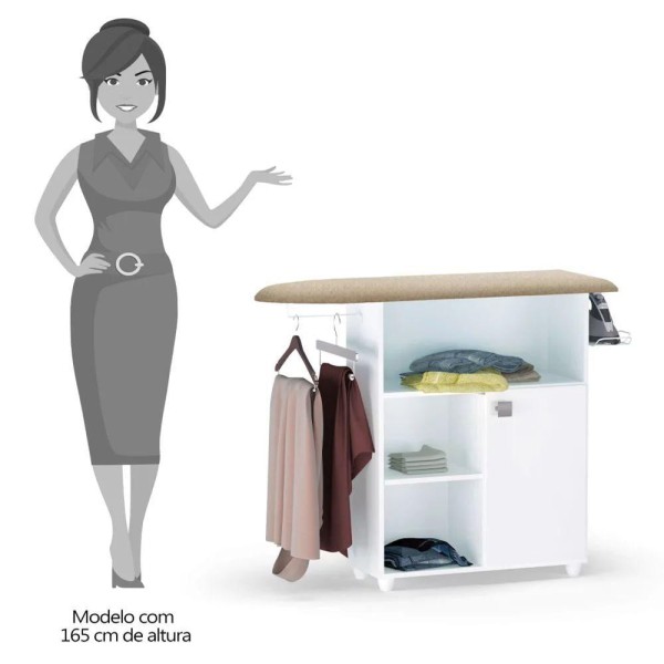 Encontraproduto.com.br - Tábua De Passar Roupa Com Balcão Vitória Branco 107 Cm - Pallazio